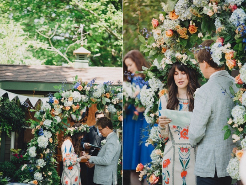 Romantic boho inspired wedding with a vintage patterned dress  10
