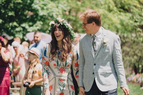 Romantic Boho Inspired Wedding With A Vintage Patterned Dress