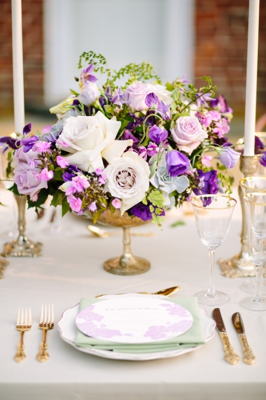 Picture Of romantic purple and green garden wedding inspiration  12