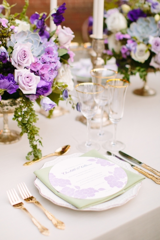 Picture Of romantic purple and green garden wedding inspiration  14