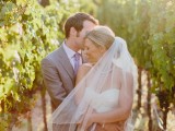a strapless wedding ballgown with a draped bodice and a veil is a classic idea for a bride