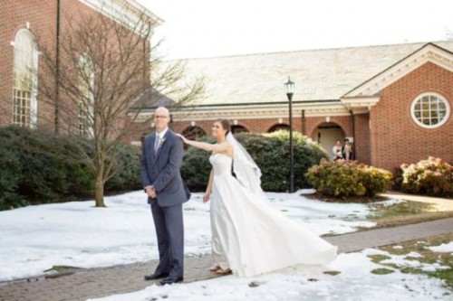 Romantic Winter Wedding With Navy And Pink Touches
