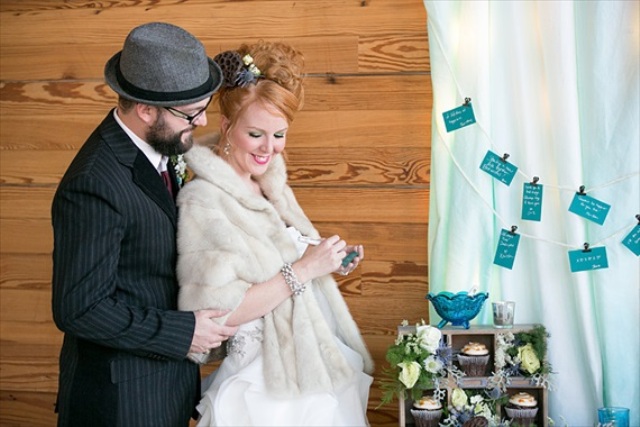 Rustic Winter Wedding Shoot With Shades Of Blue And Lime