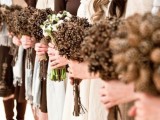 pinecone wedding bouquets will be nice alternative arrangements for your bridesmaids