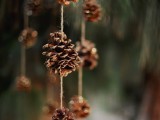 pinecone garlands hanging over the reception, ceremony space or somewhere else are a lovely natural touch for a winter wedding