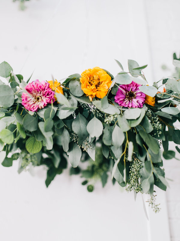 Picture Of simple yet lovely diy flower wedding chandelier  2