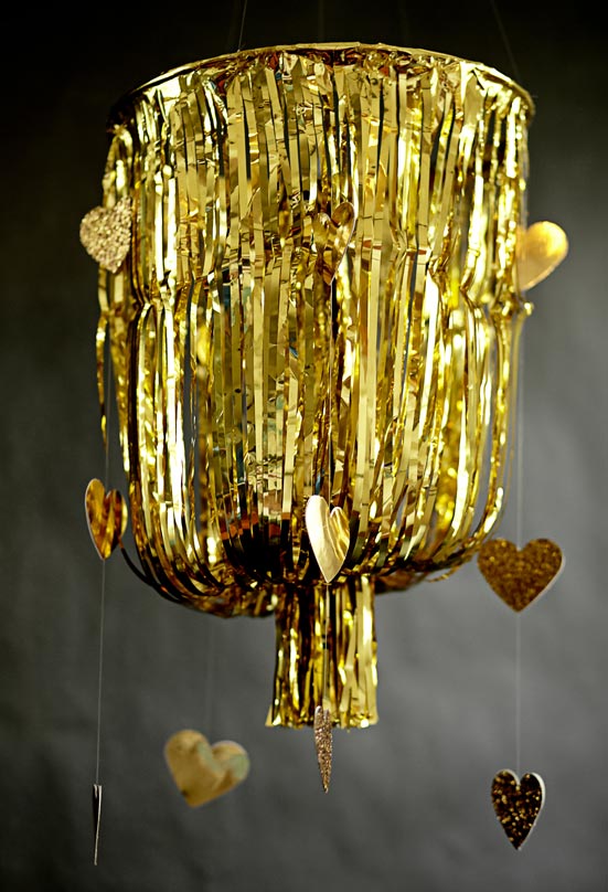 DIY Gold Fringe Chandelier (via 100layercake)