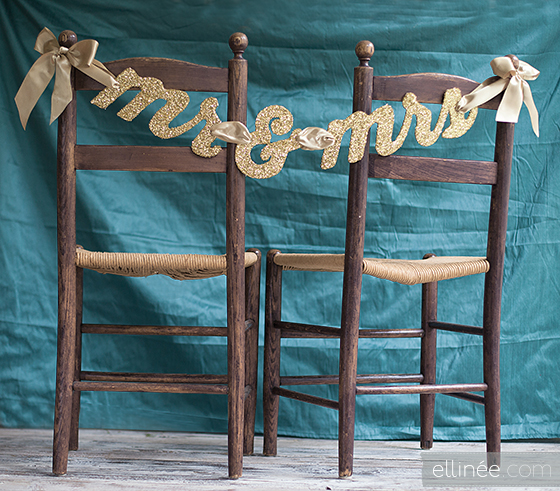 DIY Glittery Mr and Mrs Chair Banner (via elli)