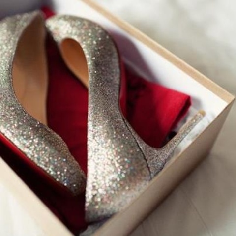 silver glitter wedding shoes are a stylish and shiny addition to a bridal or bridesmaid look