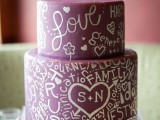 a stylish purple wedding cake design