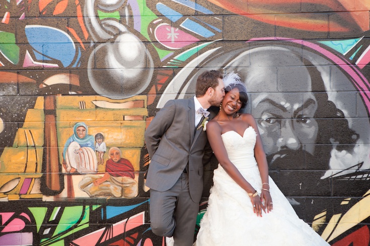 bold graffiti is a great backdrop for wedding portraits of any kind, it gives a modern city feel to the pics