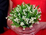 a beuatiful lily of the valley wedding bouquet is a lovely match to a pink or red wedding dress and looks amazing