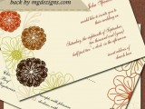 a bright wedding invitation suite with bold flower blooms and vingettes printed on it
