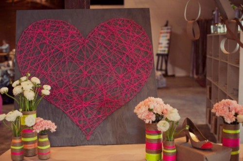 Stylish DIY String Heart For Your Wedding Reception Decor