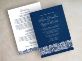 navy and white wedding stationery with prints will be a perfect solution for your wedding