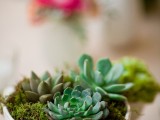 a bowl with moss and succulents – place several ones on the table to create a beautiful and simple centerpiece