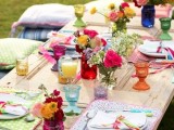 a cool summer boho table decor for a wedding