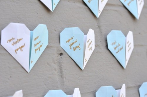 Sweet And Simple Diy Origami Heart Escort Cards