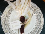 accent your place setting with corn cobs and make your tablescape look more fall and Thanksgiving-like