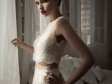 a gorgeous lace bridal separate with a sleeveless crop top and a maxi A-line skirt is amazing