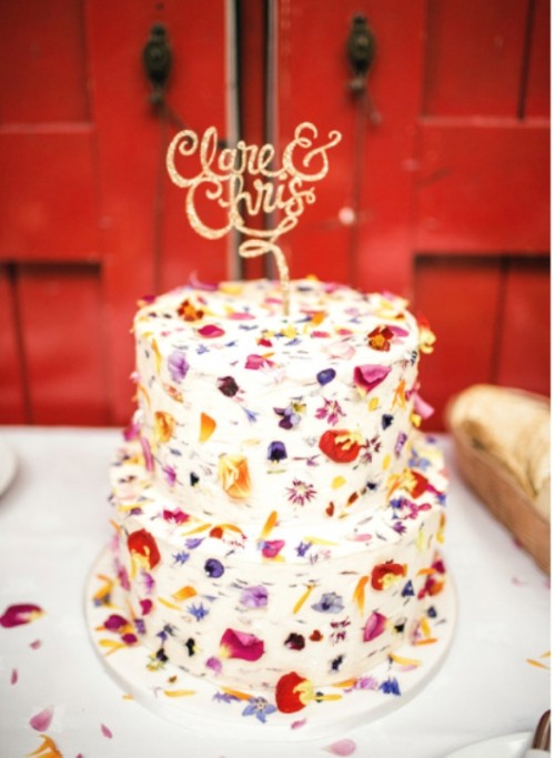 The Hottest 2015 Wedding Trend: 25 Lovely Flowerfetti Wedding Cakes