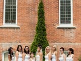 matching white maxi bridesmaid dresses with cutout necklines are amazing for rocking them in spring or summer