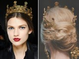 a fabulous gold bridal crown with jewel stones is a beautiful accessory for a bride, it will add a touch of shine and color to your look