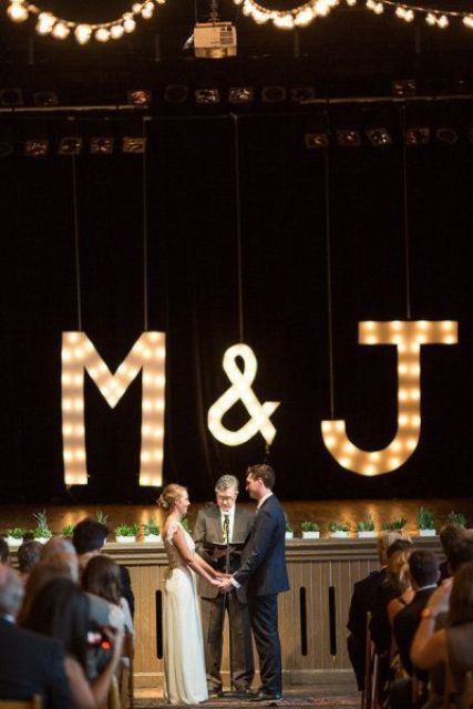 large marquee monograms are a nice decoration for a wedding ceremony space or any other part of your venue