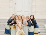 maxi color block bridesmaid dresses and a grey maxi dress for the maid of honor