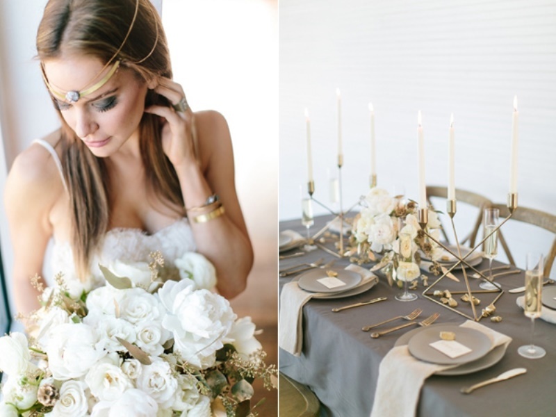 Ultra modern wedding inspiration with grey and gold  11
