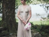 a silver sequin wedding dress with cap sleeves will let you shine bright like a diamond