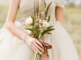 an airy off the shoulder wedding ballgown with a full skirt is a very chic idea