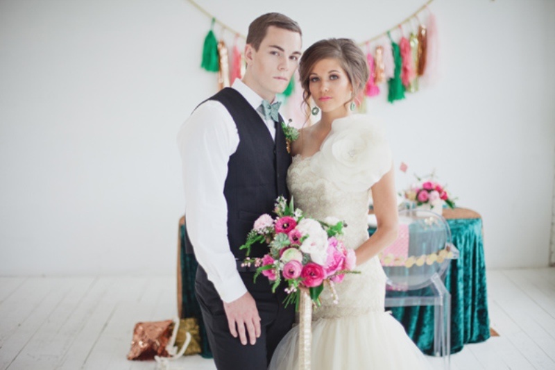 Unusual And Modern Emerald Pink And Gold Wedding Inspiration