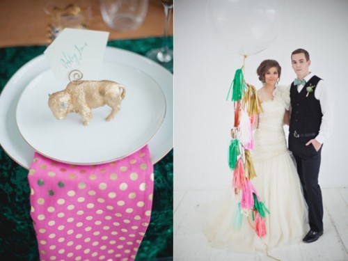 Unusual And Modern Emerald Pink And Gold Wedding Inspiration