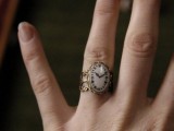 a vintage clock wedding ring is a unique idea for a vintage-loving bride