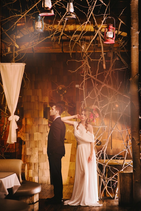 Unusual Indoor Forest Wedding Shoot