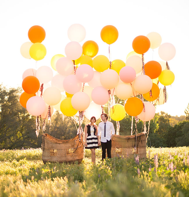 Vintage hot air balloon wedding shoot  1