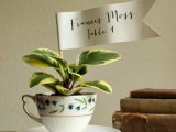 a vintage teacup with a succulent and an escort card is a cool idea of a wedding favor