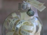 mini sheer glass ornaments filled with your favorite quotes, pages from your favorite book can be nice wedding guest favors