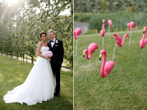 cute little flamingos dotting your lawn will make yoru wedding pics more fun and will add a touch of summer to the space