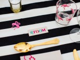 flamingo printed glasses will add a summer or tropical feel to your tablescape and can be given as favors, too
