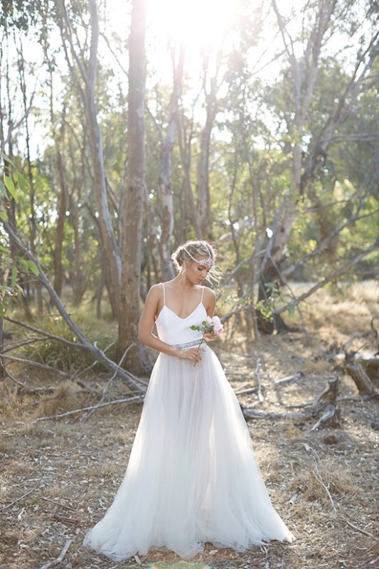 Picture Of wild love bohemian bridal shoot with stunning lace gowns  14
