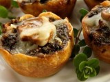 stuffed mushrooms with cheese and meat are delicious and hearty winter wedding appetizers