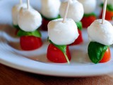 Caprese skewers with tomatoes, basil, cheese are delicious, refreshing and tasty