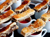 tomato soup and meat sandwiches for warming up and hearty winter wedding appetizers