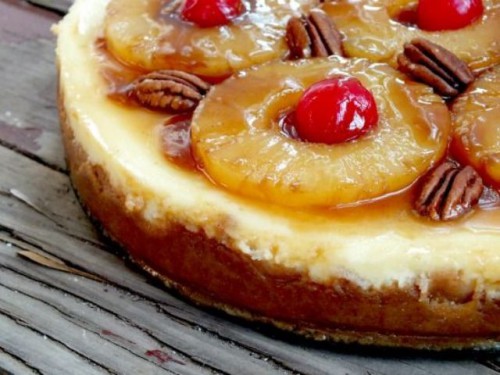 a wedding cheesecake with pineapples, cherries, pecans is a very sweet and savory wedding dessert