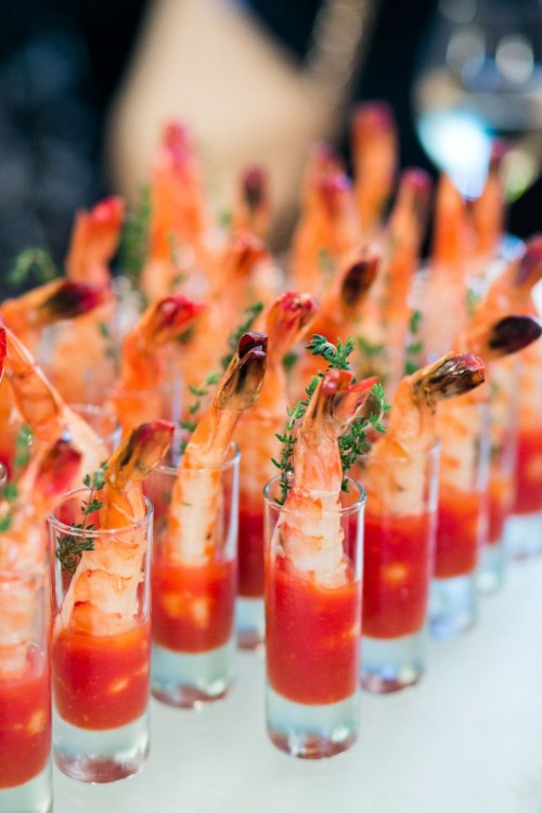 prawns in hot chili sauce and with herbs are always a good idea, whatever your wedding style is