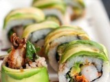 rolls with greenery, veggies, rice, grilled shrimps are a fresh and modern take on classic Japanese ones