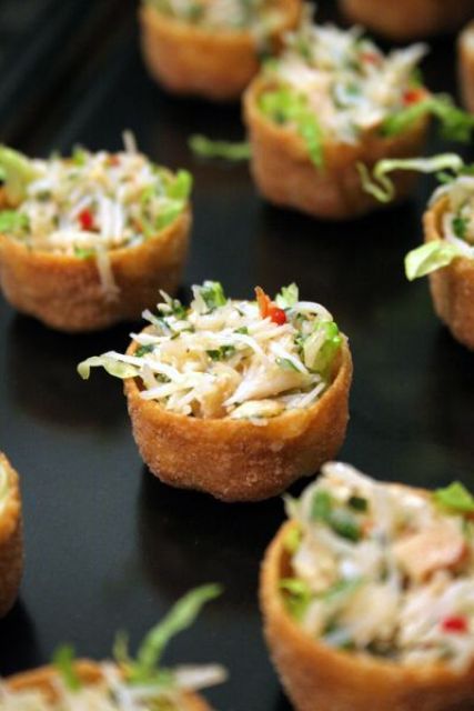 pastry cups with fresh veggie and herb salad are amazing for spring weddings and will do for summer ones, too